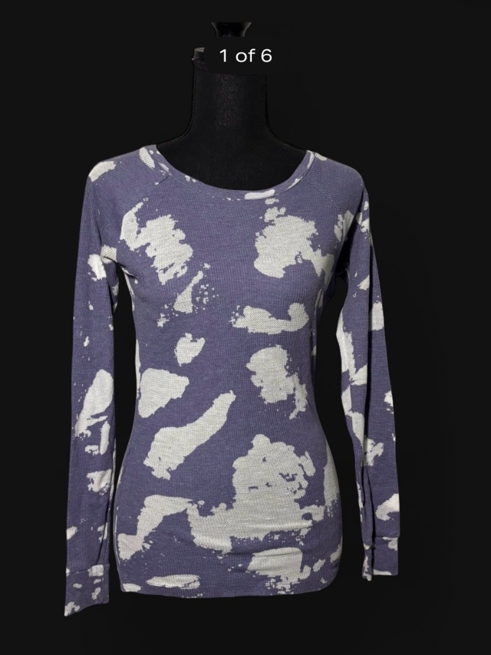 Long-Sleeve Purple and White Patterned Women's Top